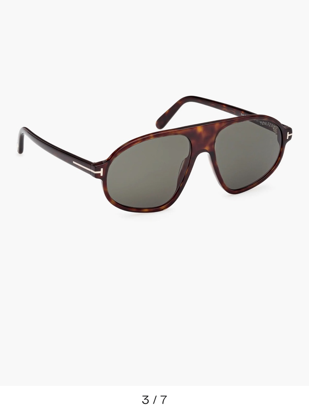 Tom Ford Tortoiseshell Aviator Sunglasses with Dark Gray Lenses - Picture 3 of 10
